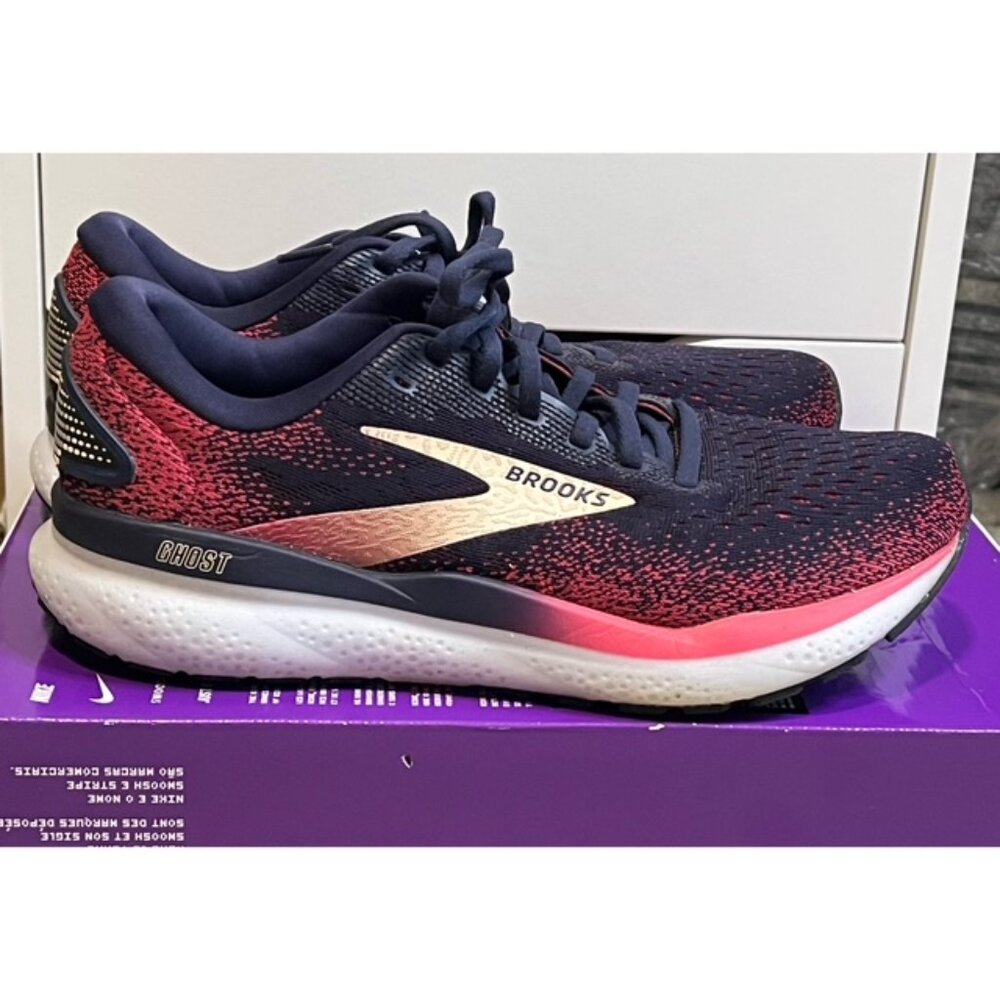 Brooks Ghost 16 Women's Size 8.5 B Navy Pink Road Running Shoes Gently Used EUC